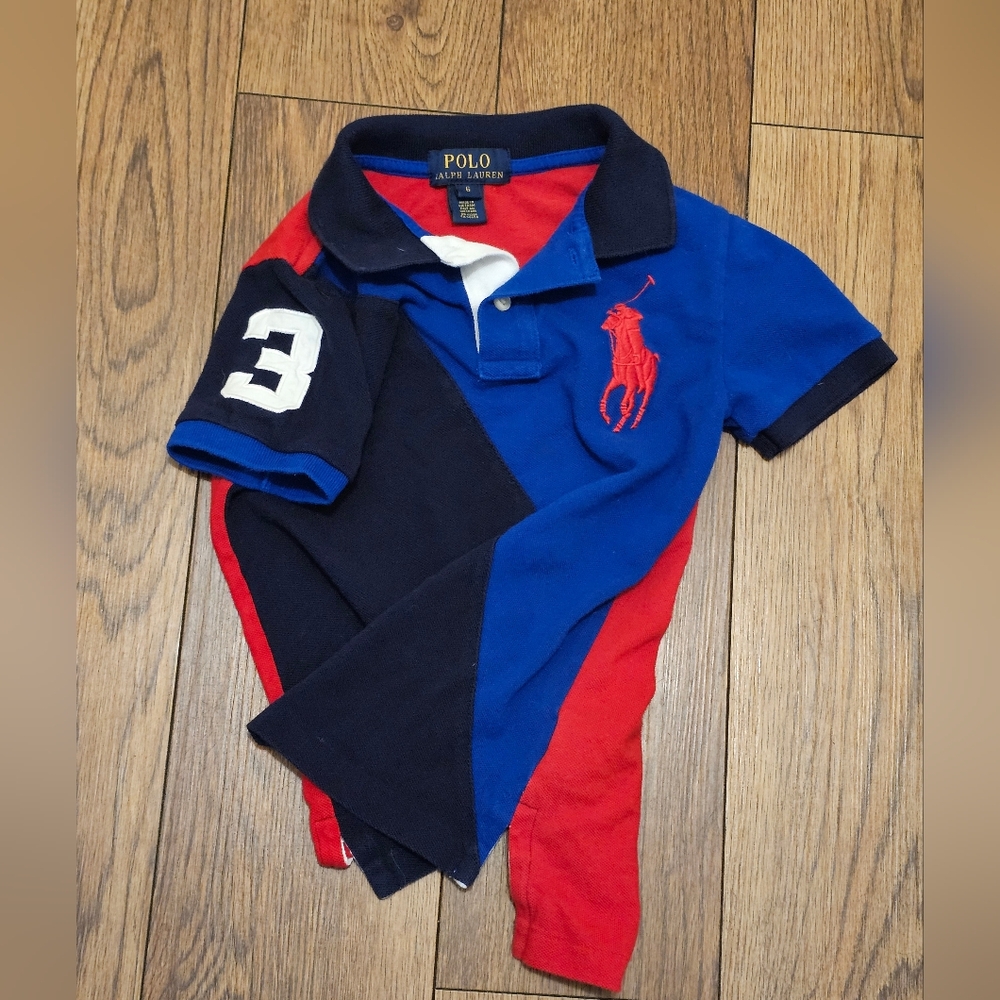 Polo Ralph Lauren Rugby Big Pony Shirt Embroidered Boys‎ 6 Sleeve Polo Stained